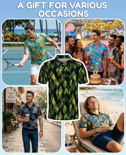 Evergreen Forest Polo Shirt - Woodland Nature Style | Azhawaiian