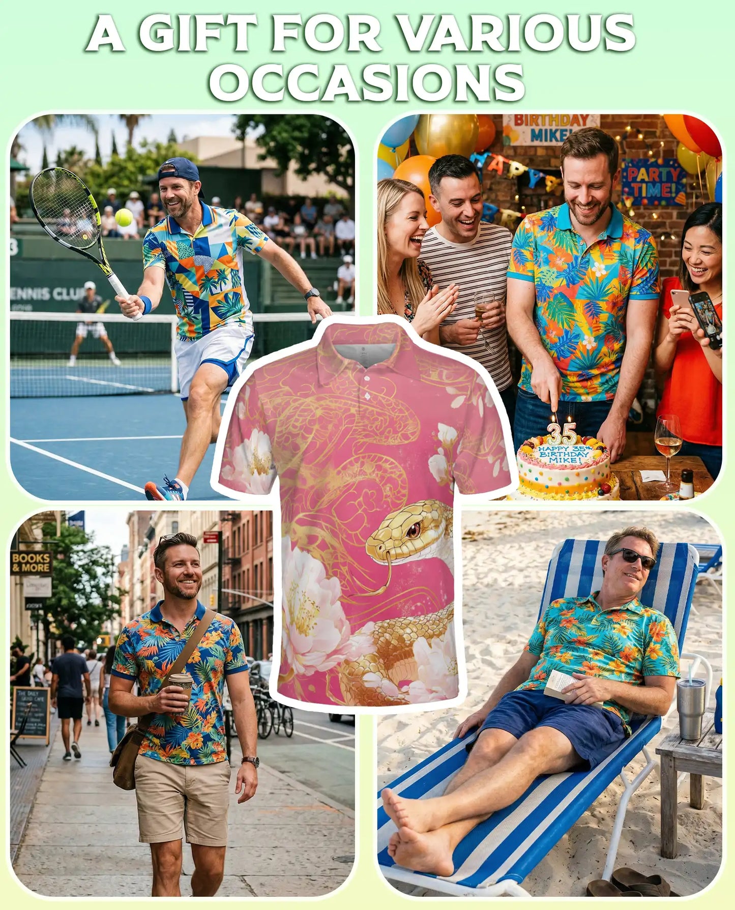 Snake Floral Polo Shirt, Gold Serpent Print | Azhawaiian