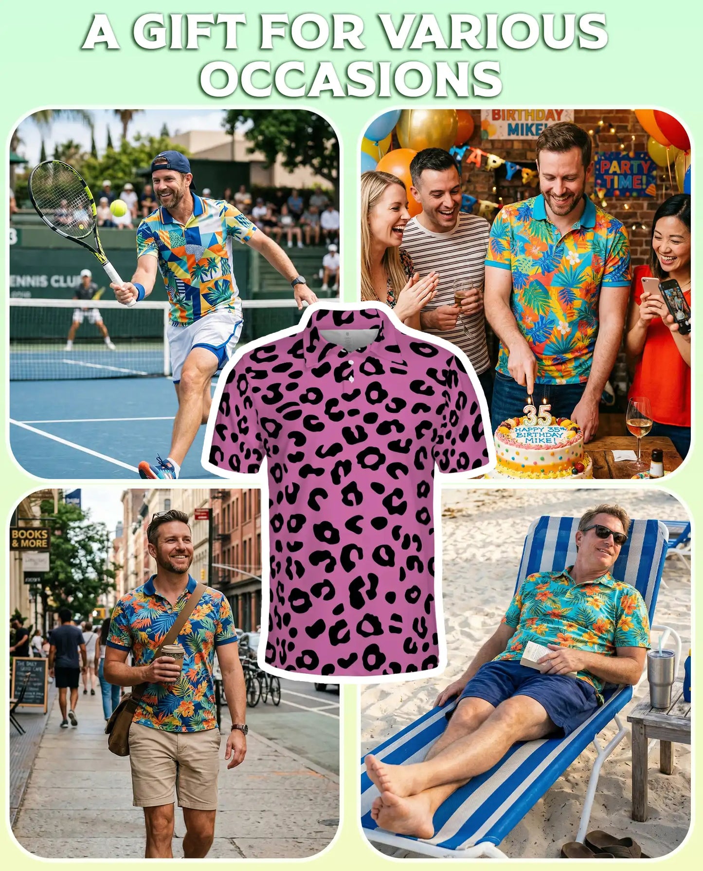 Pink Leopard Polo Shirt for Men- Bold Animal Print Fashion | Azhawaiian