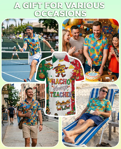 Fiesta Teacher Polo Shirt, Mexican Taco Party Print | Azhawaiian
