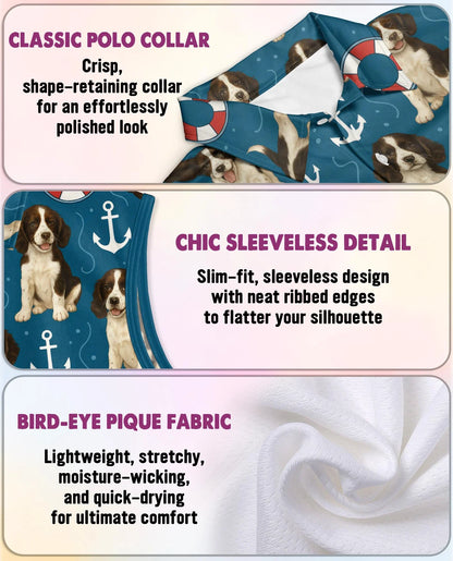 English Springer Spaniel Sleeveless Polo Shirt for Women, Cute Dog Lover Style | Azhawaiian