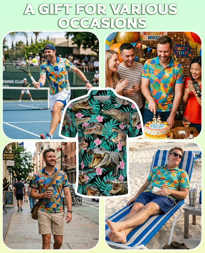Alligator Tropical Hawaiian Polo Shirt for Men | Azhawaiian
