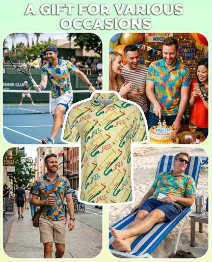 Jazz Instrument Pattern Polo Shirt | Azhawaiian