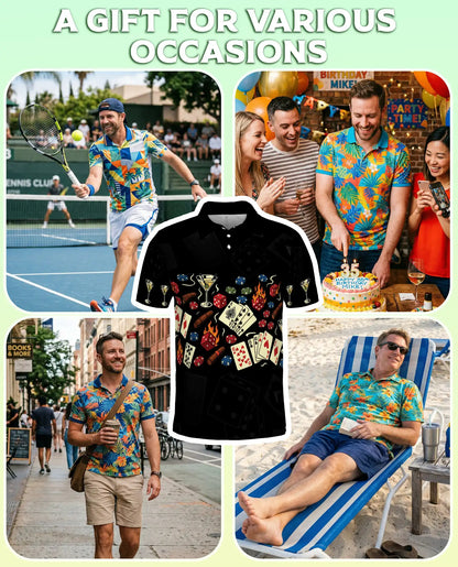 Casino Poker Polo Shirt, Gambling Night Print | Azhawaiian