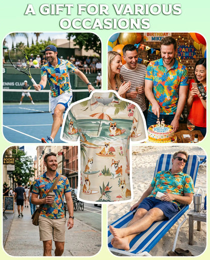 Corgi Hawaiian Polo Shirt | Azhawaiian