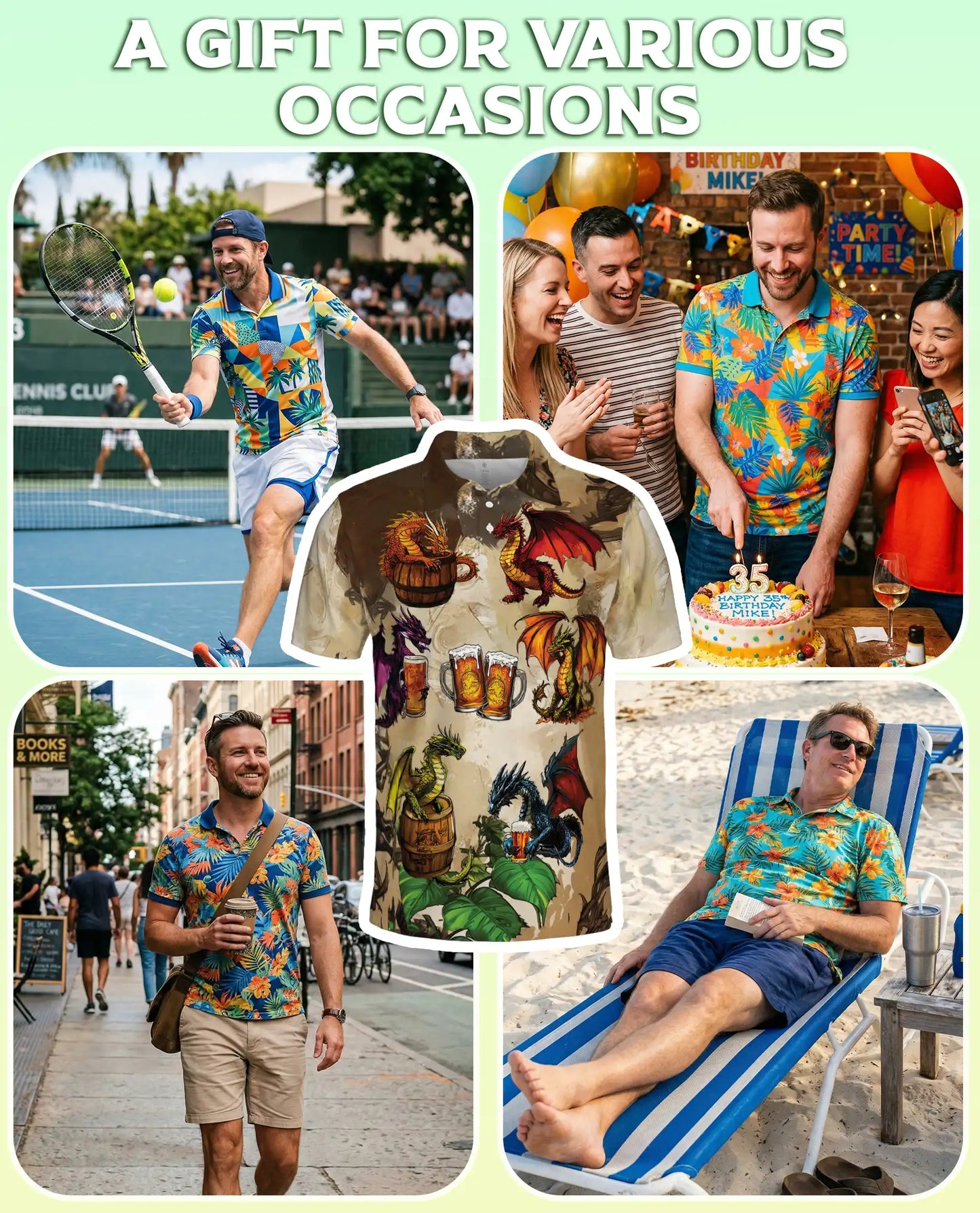 Dragon Beer Fantasy 3D Polo Shirt for Men | Azhawaiian