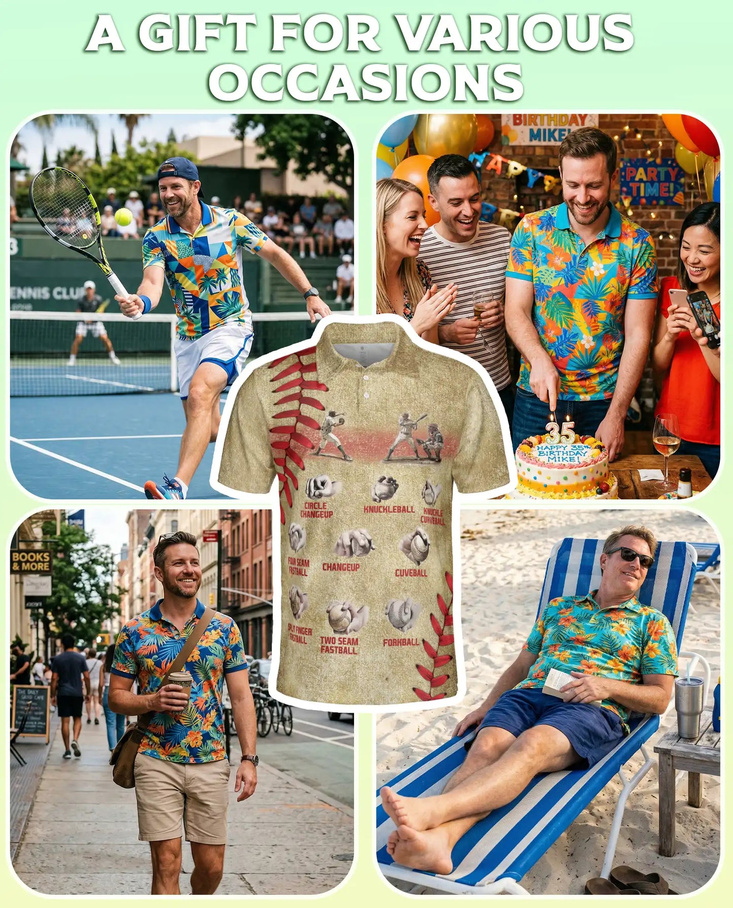 Baseball Pitch Types Polo Shirt, Vintage Style | Azhawaiian