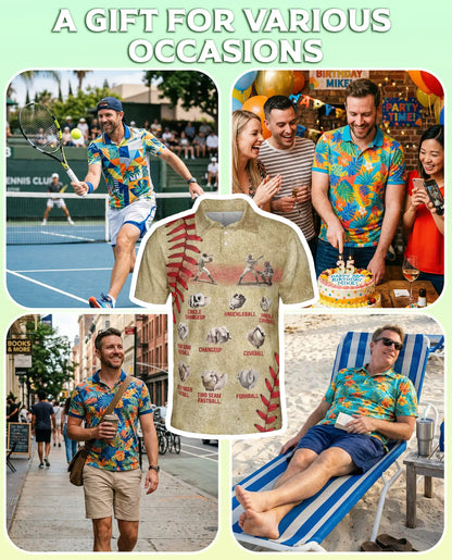 Baseball Pitch Types Polo Shirt, Vintage Style | Azhawaiian