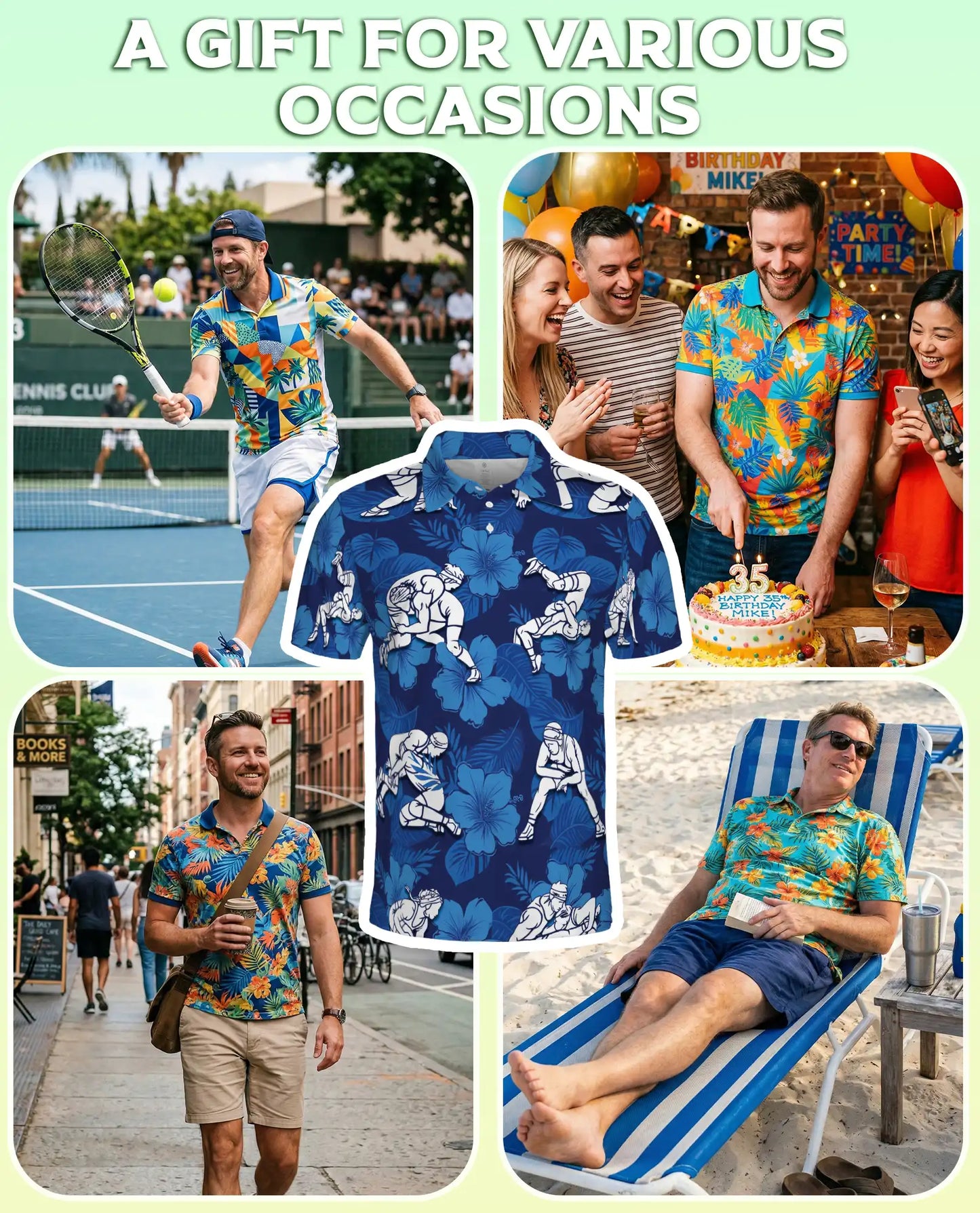 Wrestling Tropical Polo Shirt, Hibiscus Sports Print | Azhawaiian
