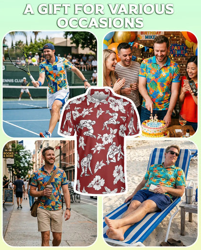 Red Hawaiian Wrestling Polo Shirt, Retro Style | Azhawaiian