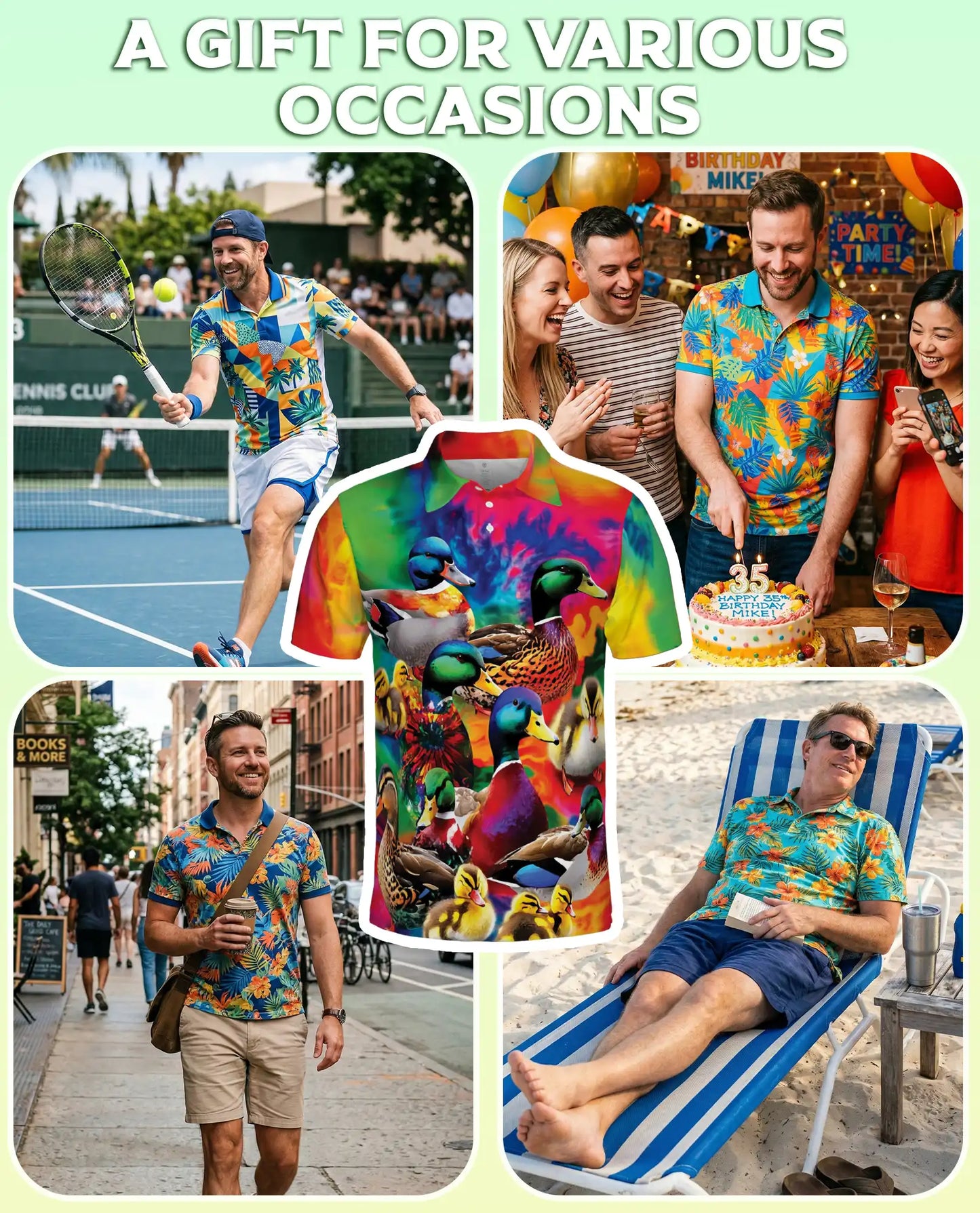 Mallard Duck Polo Shirt for Men- Colorful Duck Hunting Shirt | Azhawaiian