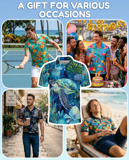 Sea Turtle Ocean Polo Shirt | Azhawaiian