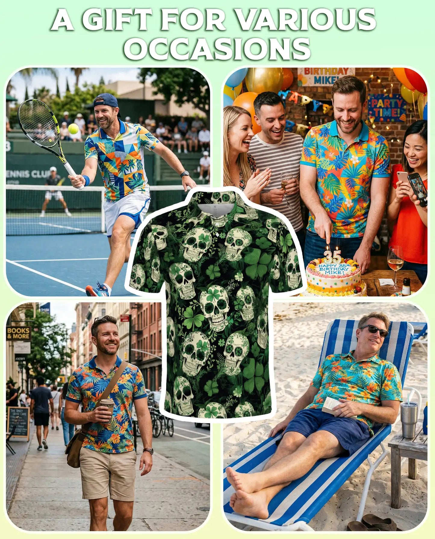 St. Patrick’s Day Skull Shamrock Polo Shirt | Azhawaiian
