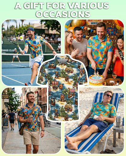 Viking Tropical Polo Shirt, Nordic Island Print | Azhawaiian