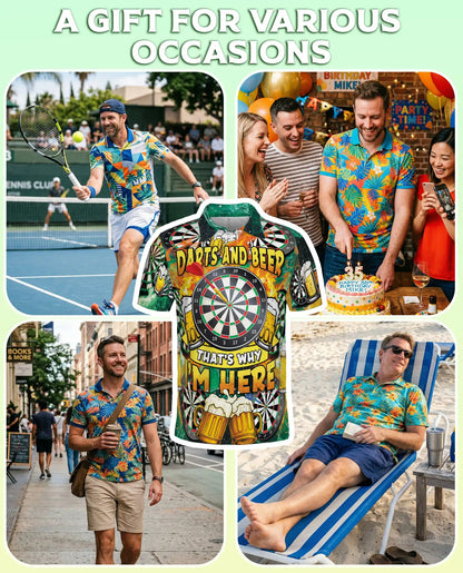 Darts And Beer Polo Shirt for Men-Dart Player Pub Game Beer Lover Shirt | Azhawaiian