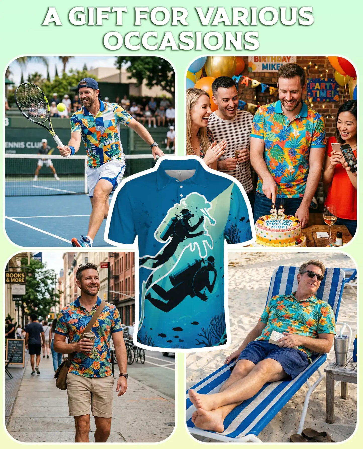 Scuba Diving Polo Shirt for Men-Underwater Ocean Diver Shirt | Azhawaiian