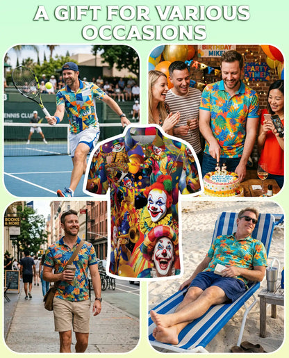Clown Polo Shirt, Circus Carnival Print | Azhawaiian