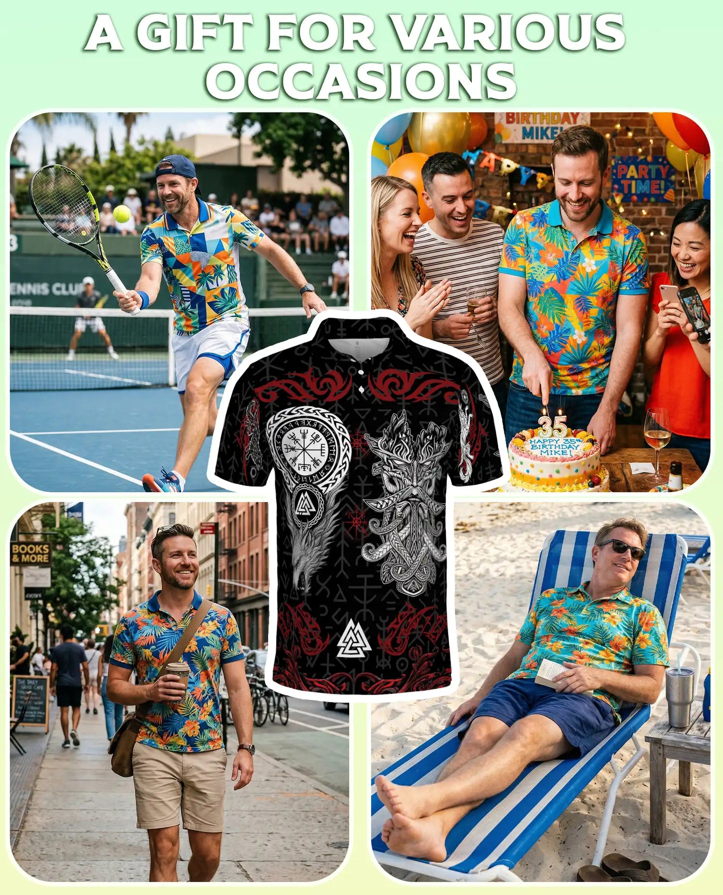 Viking Norse Mythology Polo Shirt-Vegvisir Valknut Rune Warrior Design | Azhawaiian