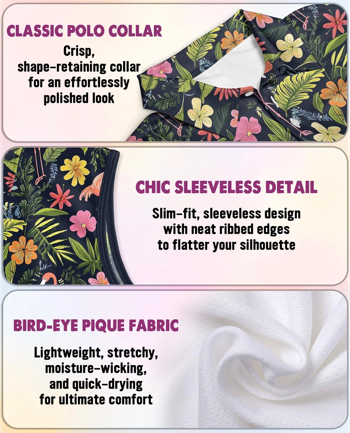 Flamingo Hibiscus Tropical Sleeveless Polo Shirt for Women | Azhawaiian