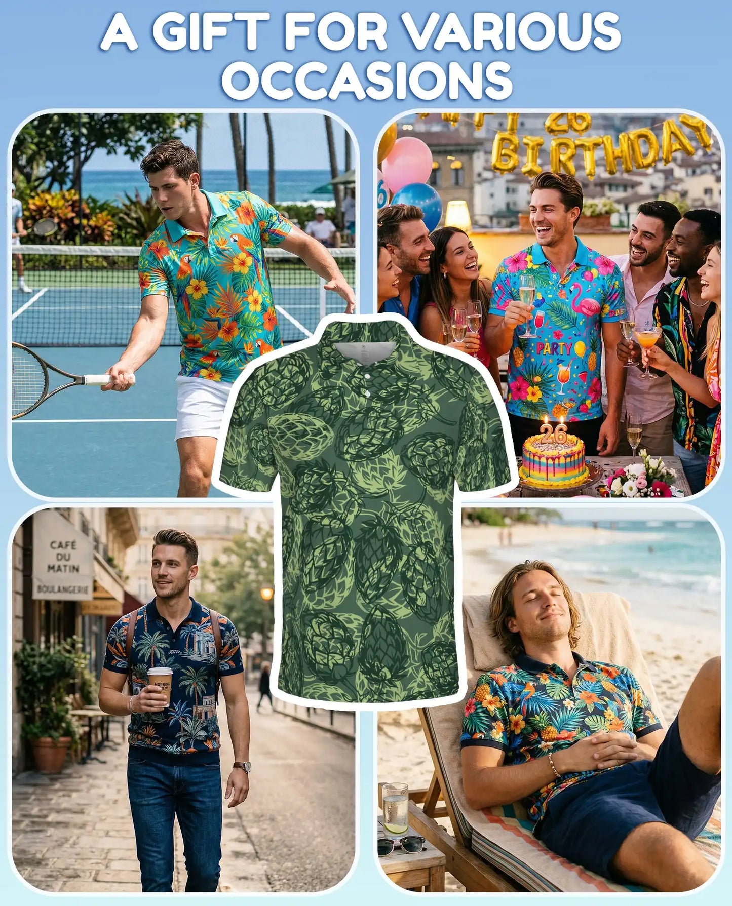 Beer Hops Polo Shirt - Craft Beer Brewing Hop Pattern Design | Azhawaiian