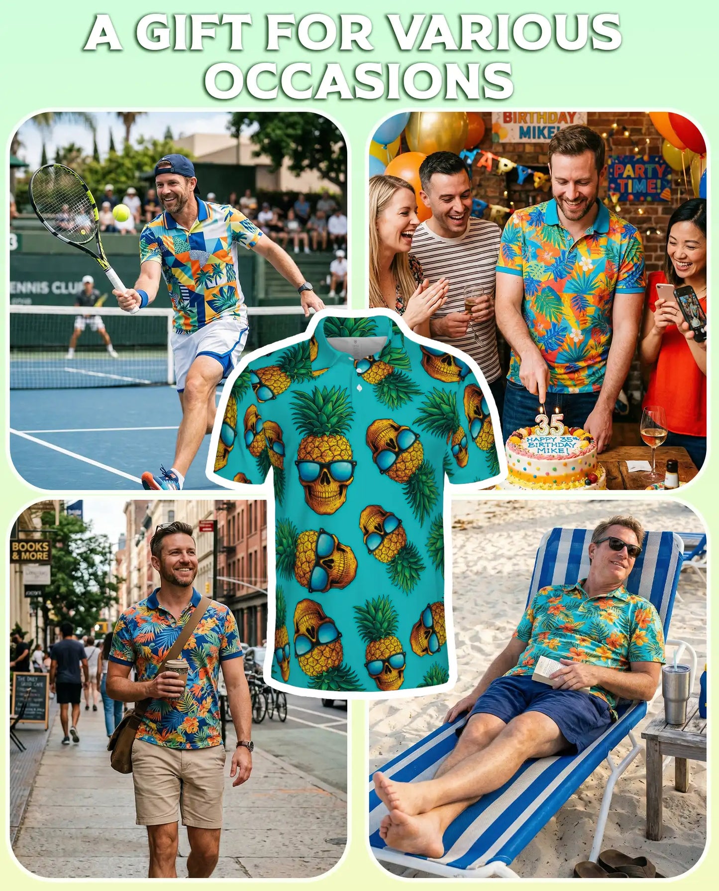Skull Pineapple Polo Shirt, Tropical Island Print | Azhawaiian