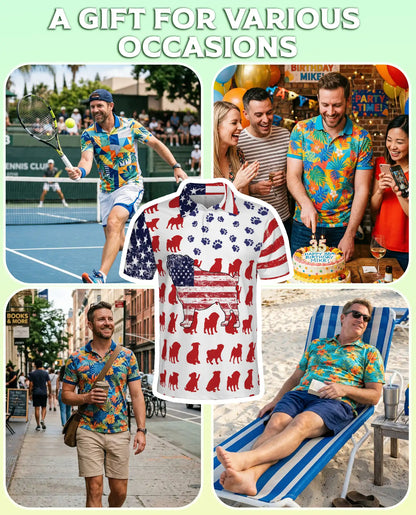 American Flag Pug Dog Polo Shirt | Azhawaiian