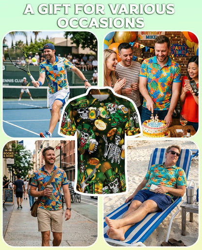 St. Patrick Skull Beer Polo Shirt | Azhawaiian