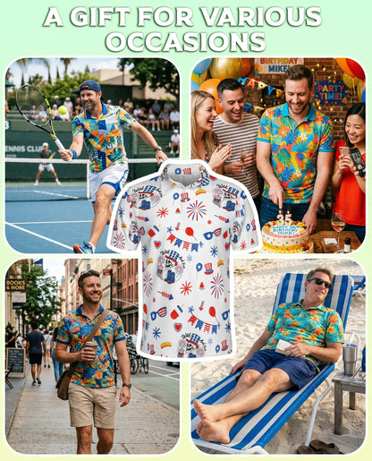 Wild And Free Patriotic Skull 4th of July Polo Shirt | Azhawaiian