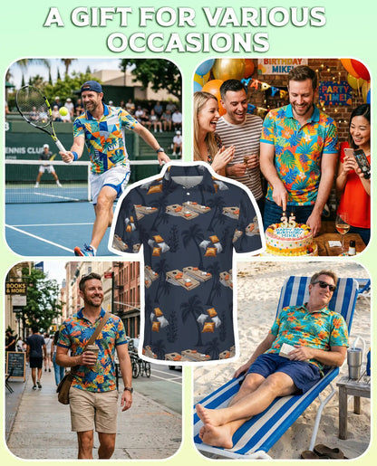 Cornhole Tropical 3D Polo Shirt for Men, Backyard Game Summer Style | Azhawaiian
