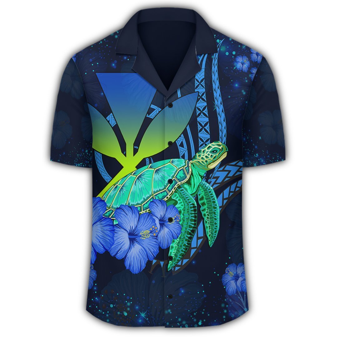 Hawaii Turtle Hibiscus Polynesian Hawaiian Shirt - Jade Stone - AH