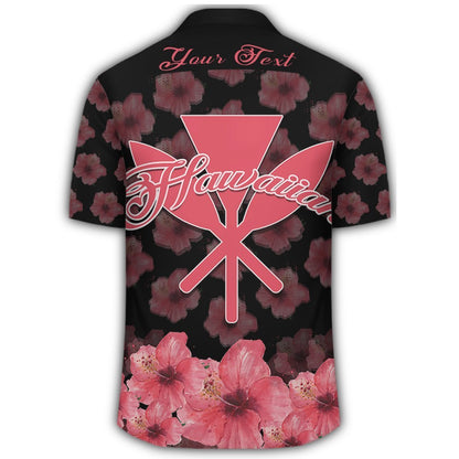 (Personalized) Kanaka Turtle Hibiscus Hawaiian Shirt - Black Pink - AH