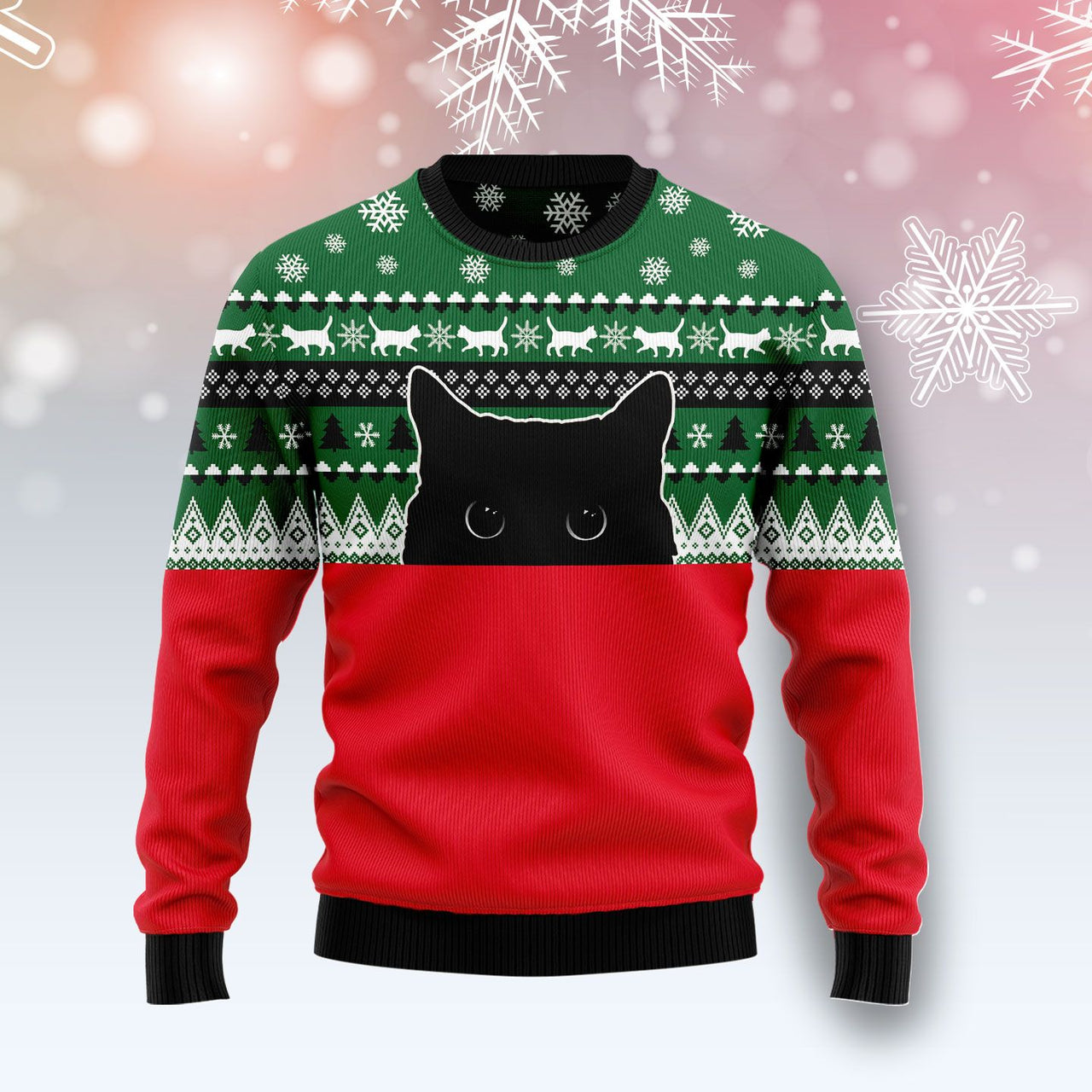 Meow Meow Black Cat Ugly Christmas Sweater 