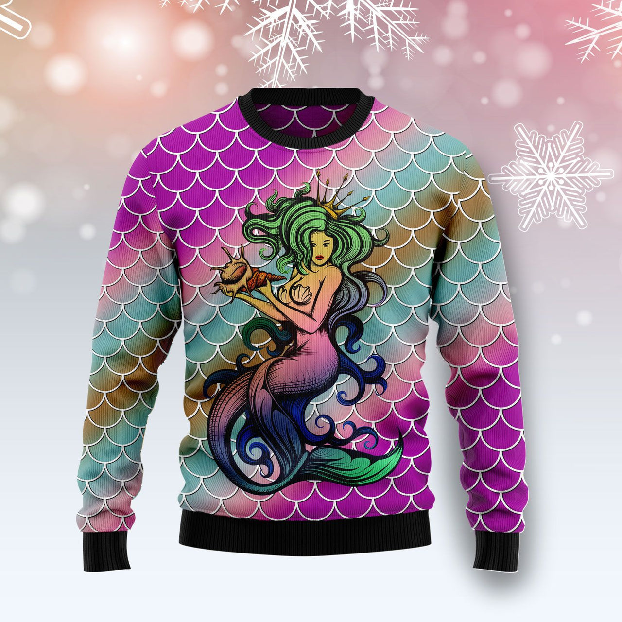 Mermaid Light Ugly Christmas Sweater 