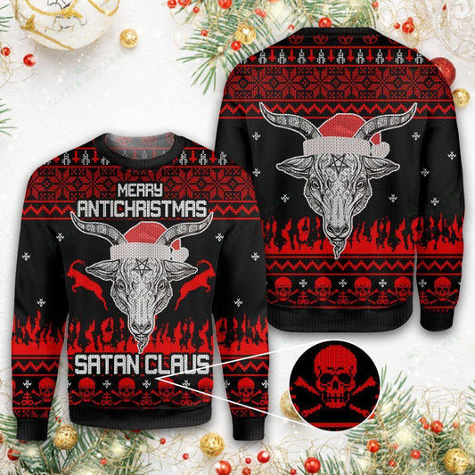 Merry Anti Satan Claus Ugly Christmas Sweater 