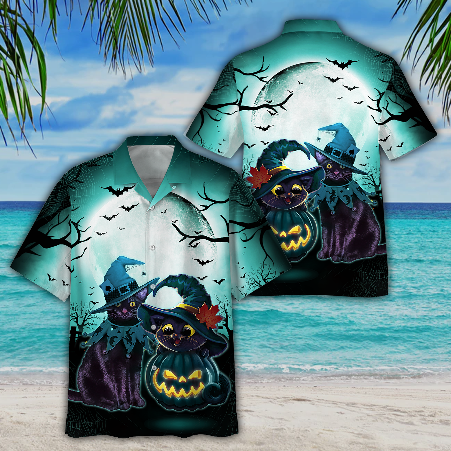 Black Cat Halloween Hawaiian Shirt | For Men & Women | Adult | HW9289