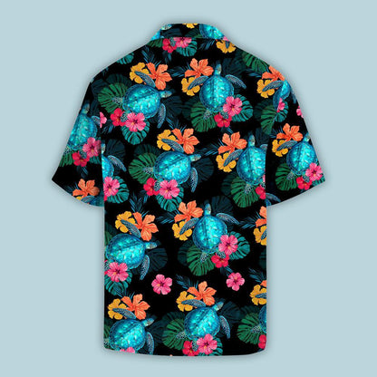 Turtles Hibiscus Tropical Hawaii Shirt Hawaiian