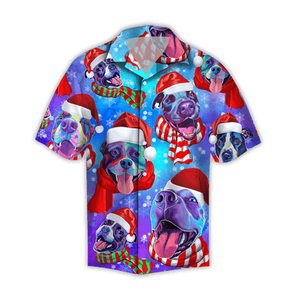 Pit Bull Xmas Unisex Hawaii Shirts Unique Beach Shirt Hawaiian