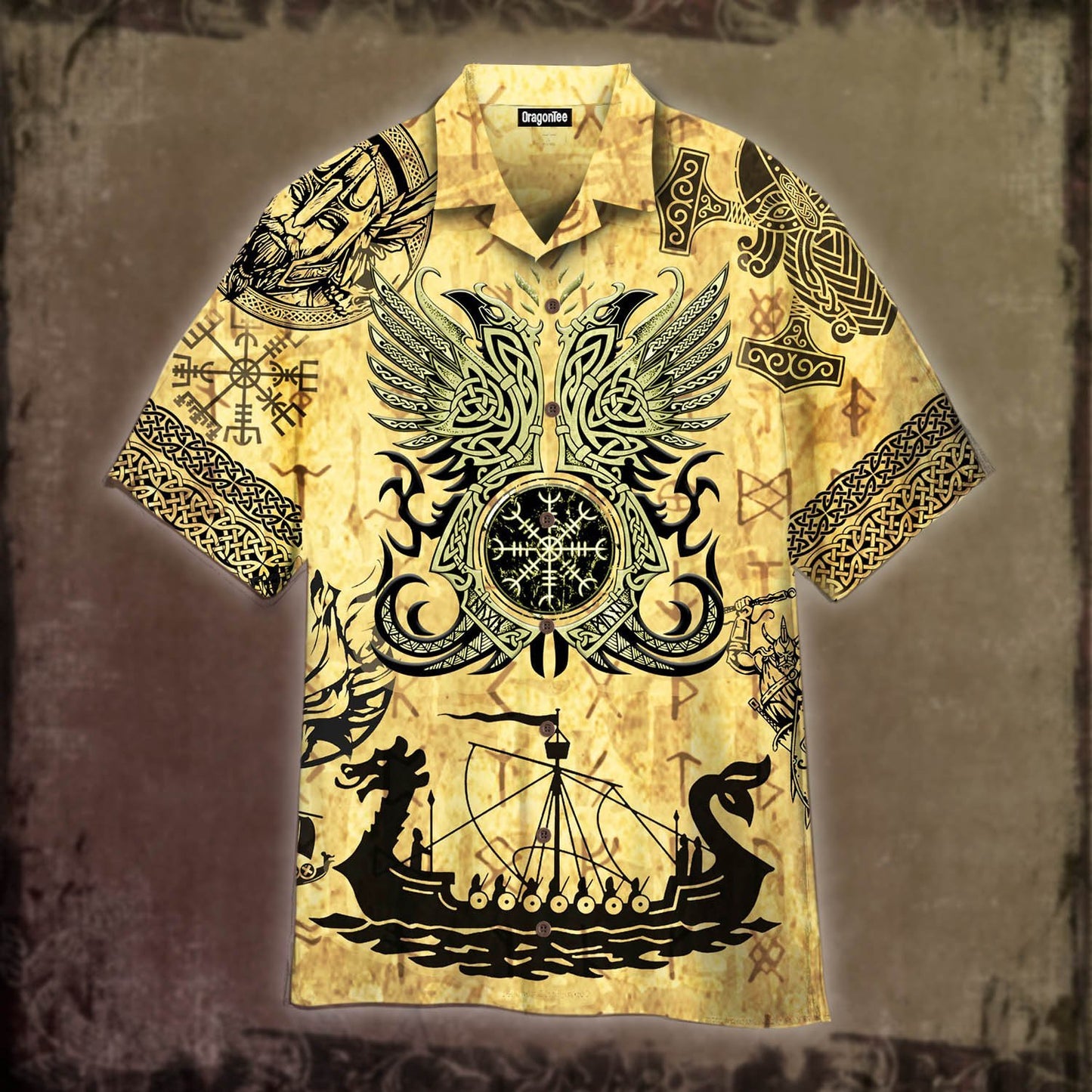 OragonTee Viking Tatoo Crow Raven Of Odin Hawaiian Shirt | For Men & Women | Adult | HW4775