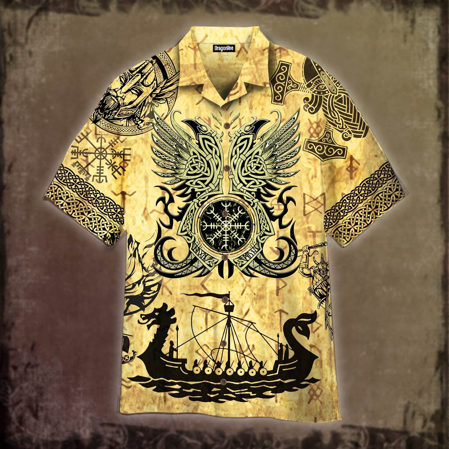 OragonTee Viking Tatoo Crow Raven Of Odin Hawaiian Shirt | For Men & Women | Adult | HW4775