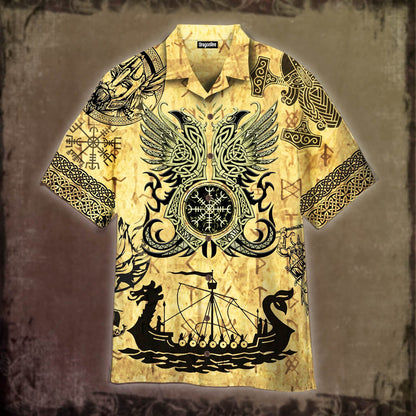 OragonTee Viking Tatoo Crow Raven Of Odin Hawaiian Shirt | For Men & Women | Adult | HW4775