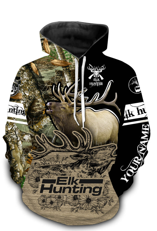 Best elk hunting custom name full printing shirts personalized gift - TATS3 Hoodie