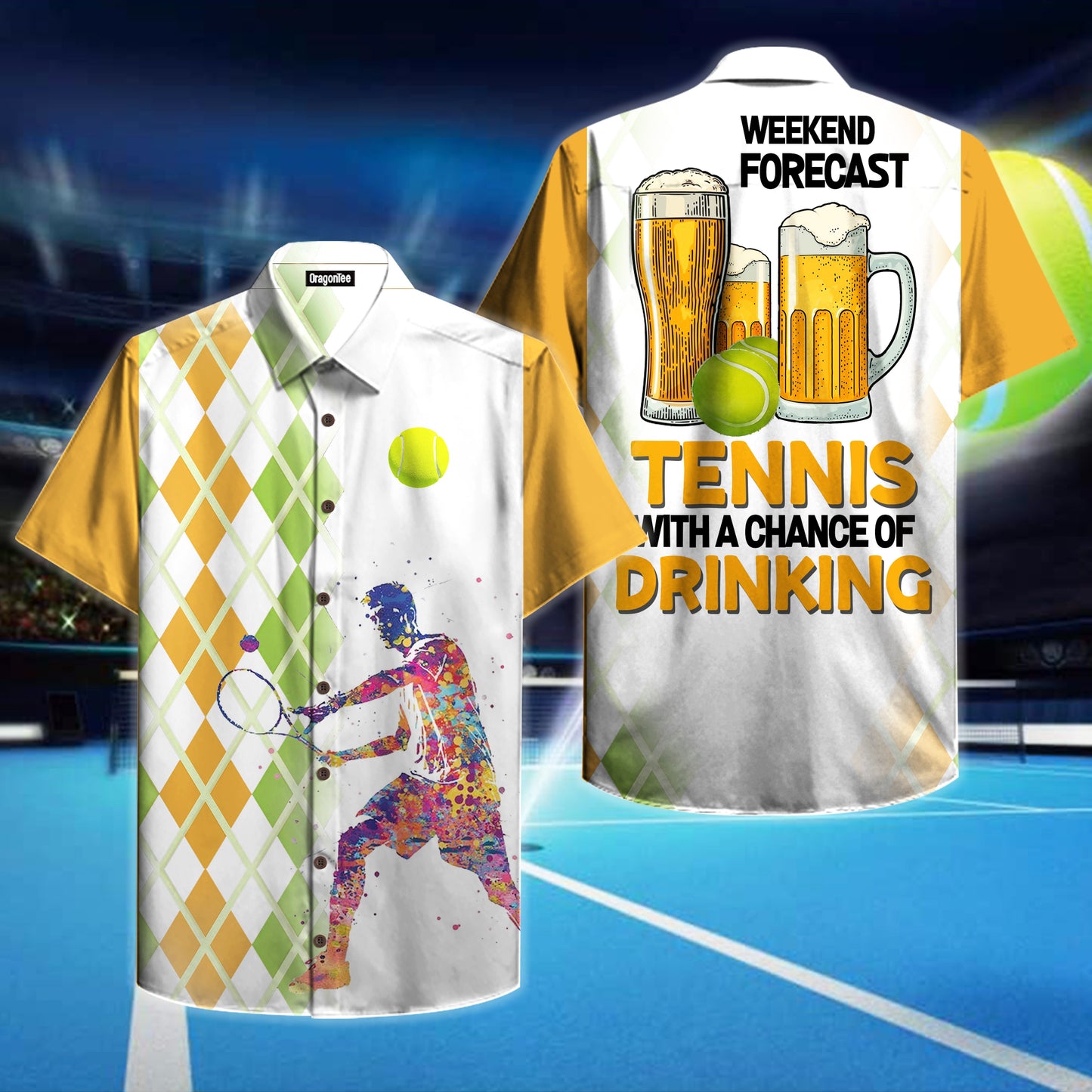 OragonTee Tennis With A Chance Of Drinking Hawaiian Shirt | For Men & Women | Adult | HW4720