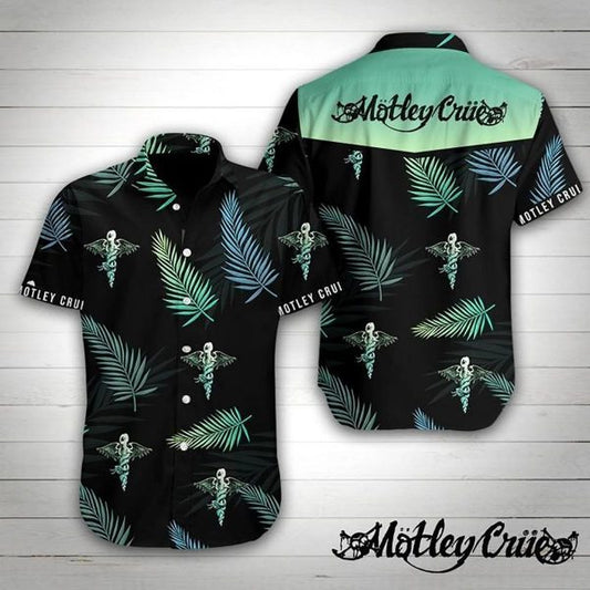 Motley Crue Rock Band Tropical Flower Hawaiian Shirt 