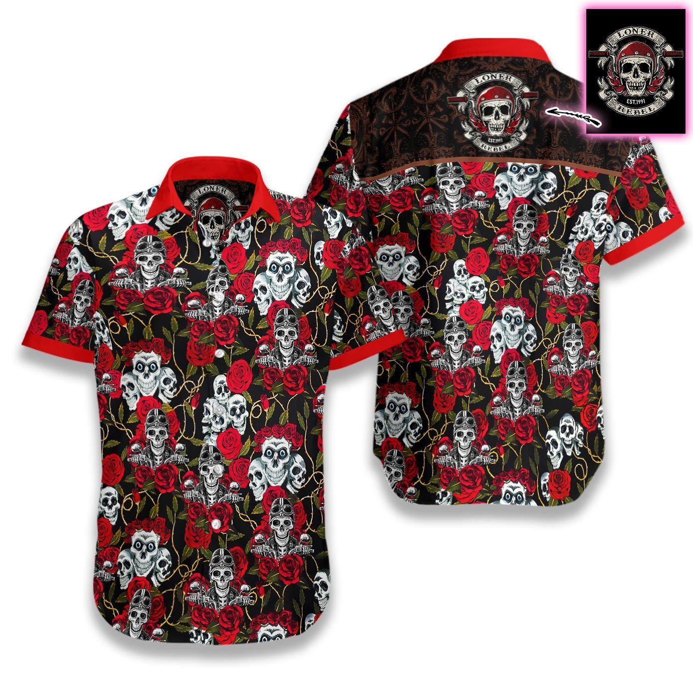 Motorcycle Skull X Your Club Logo Custom Hawaiian Shirt