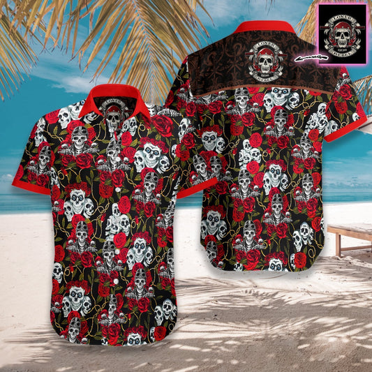 Motorcycle Skull X Your Club Logo Custom Hawaiian Shirt