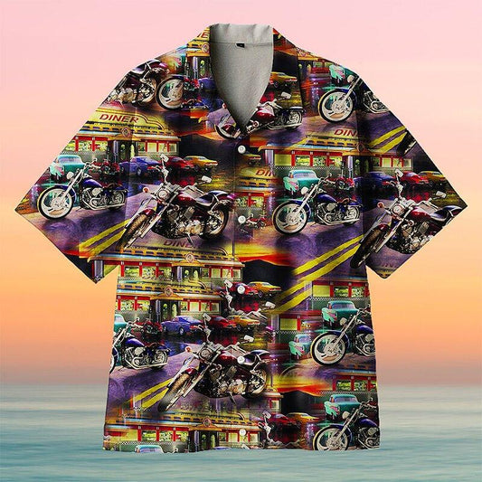 Motorcycle On Route Waiting For Dinner Hawaiian Shirt | For Men & Women | Adult | HW9476