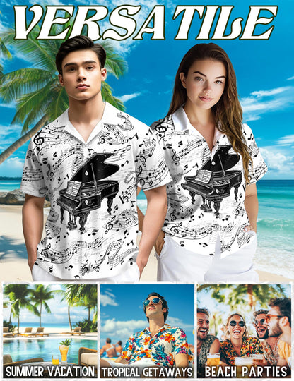 Grand Piano Hawaiian Shirt for Men, Button Down Aloha Shirt - Azhawaiian