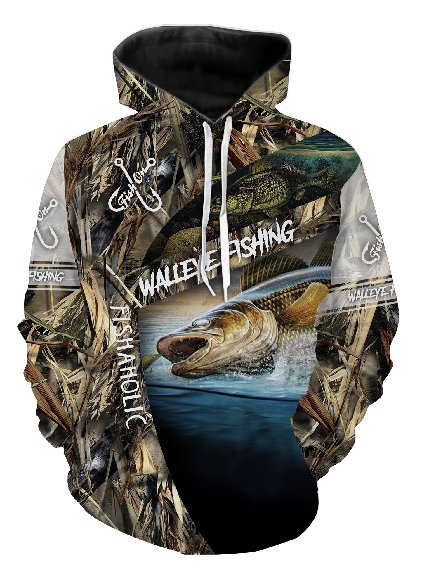 Walleye fishing 3D all over printed shirts - fishaholic NQS103 Hoodie