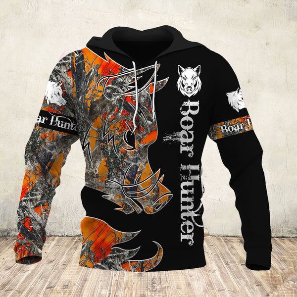 Boar Hunting Black 3D all over Print T-shirt Hoodie