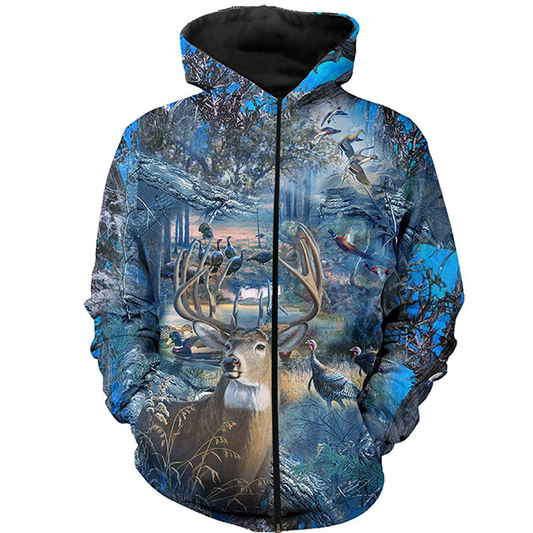 Deer Hunting Camo Hunting clothes 3D all over Print Hoodie Zip up hoodie